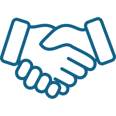 Two Hands Shaking Blue Line Logo